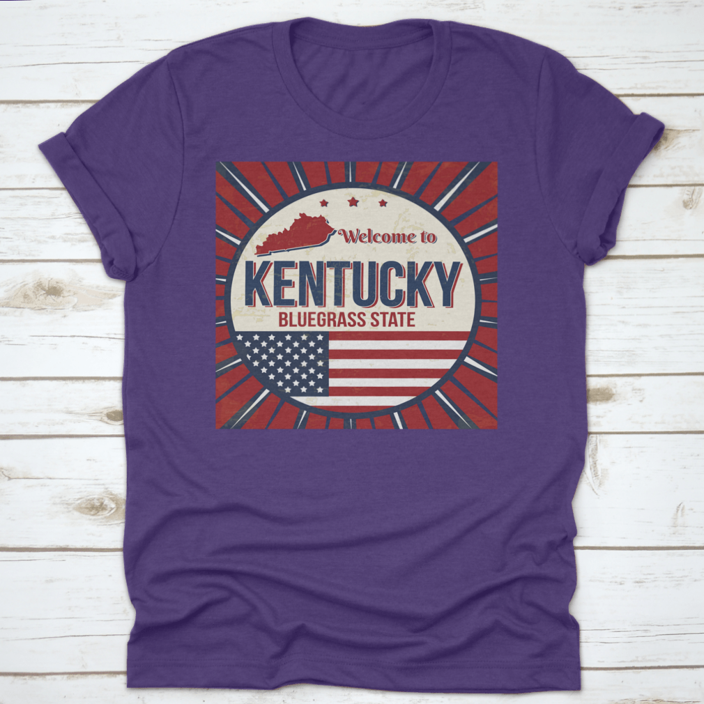 A comfortable t-shirt featuring a detailed map of Kentucky, showcasing the Bluegrass State with vibrant colors and quality fabric.